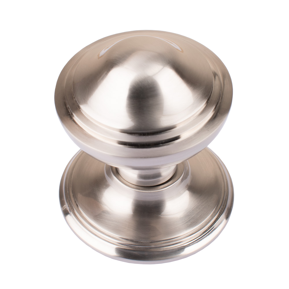 Dart Heavy Cast Brass Victorian Centre Door Knob (80mm) - Satin Nickel